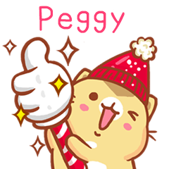 ”Peggy 冬季限定”扭扭貓姓名貼Q