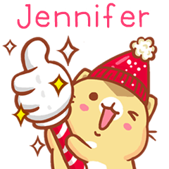 ”Jennifer 冬季限定”扭扭貓姓名貼Q