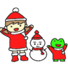 Frog and girl sticker for winter
