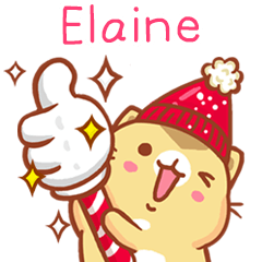 ”Elaine 冬季限定”扭扭貓姓名貼Q