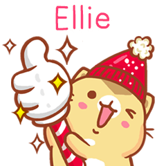 ”Ellie 冬季限定”扭扭貓姓名貼Q