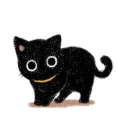 色鉛筆風黒猫のスタンプ