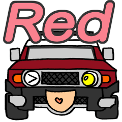 Nobu's red off-road vehicle