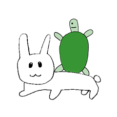 Rabbit and Turtle greetings sticker