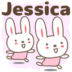 Cute rabbit stickers name, Jessica