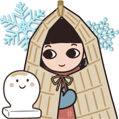 Winter Stickers with snow girl