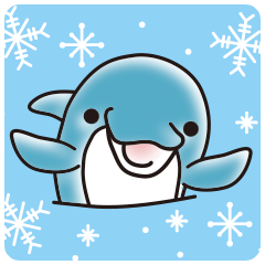 Sticker of a cute dolphin <winter>