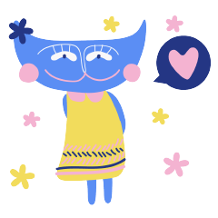 Blue cat in her yellow dress