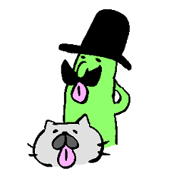 A cat and greengentleman 2