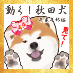 Akita dog's New Year's Holiday sticker