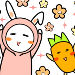 The rabbit wear clothes and a carrot