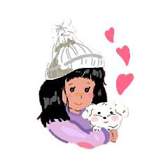 Girl and her little pets