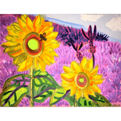 SUNFLOWERS OIL PAINTING 8 STICKERS