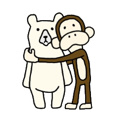 Monkey and white bear
