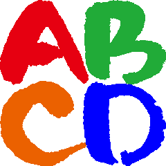 Colorful brush character ABC