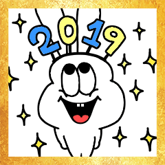 Thick rabbit New Year sticker