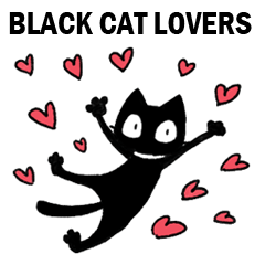 ハートがいっぱい黒猫スタンプ（English）