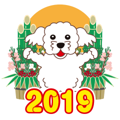 2019 NEW YEAR. Toy poodle and car