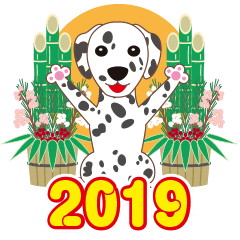 2019 NEW YEAR. Cheerful Dalmatian.