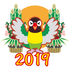 NEW YEAR 2019〜丸い目のボタンインコ
