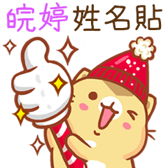 ”皖婷 冬季限定”扭扭貓姓名貼Q