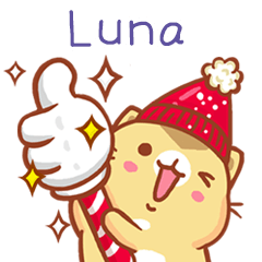 ”Luna 冬季限定”扭扭貓姓名貼Q