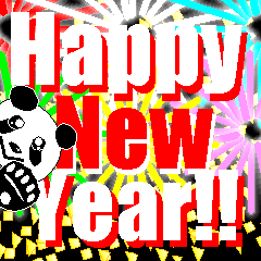 New Year's Holiday of a panda in English