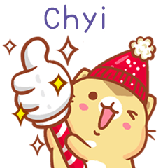 ”Chyi 冬季限定”扭扭貓姓名貼Q