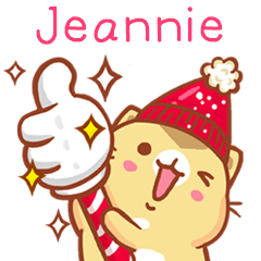 ”Jeannie 冬季限定”扭扭貓姓名貼Q
