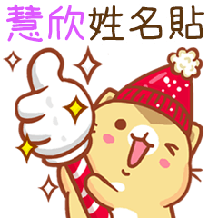 ”慧欣 冬季限定”扭扭貓姓名貼Q