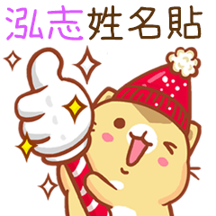 ”泓志 冬季限定”扭扭貓姓名貼 2Q