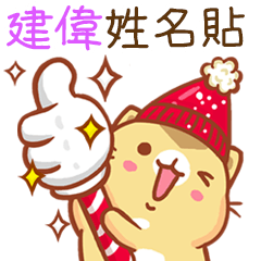 ”建偉 冬季限定”扭扭貓姓名貼Q