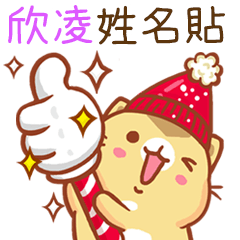 ”欣凌 冬季限定”扭扭貓姓名貼Q