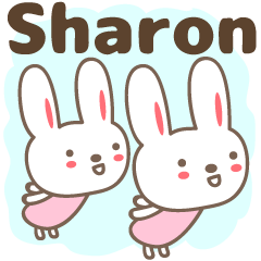 Cute rabbit stickers name, Sharon