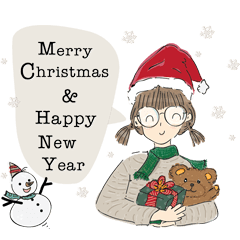 girl and snowman: X'mas & New Year