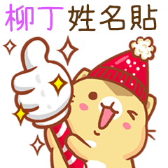 ”柳丁 冬季限定”扭扭貓姓名貼Q