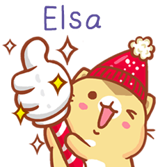 ”Elsa 冬季限定”扭扭貓姓名貼Q