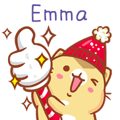 ”Emma 冬季限定”扭扭貓姓名貼Q