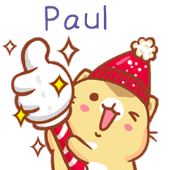 ”Paul 冬季限定”扭扭貓姓名貼Q