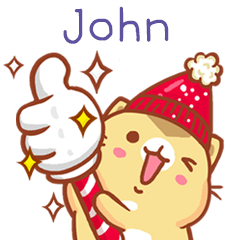 ”John 冬季限定”扭扭貓姓名貼Q