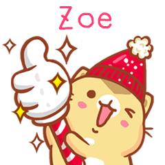 ”Zoe 冬季限定”扭扭貓姓名貼Q