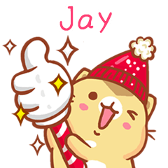 ”Jay 冬季限定”扭扭貓姓名貼Q