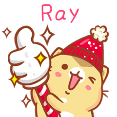 ”Ray 冬季限定”扭扭貓姓名貼Q