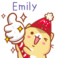 ”Emily 冬季限定”扭扭貓姓名貼Q