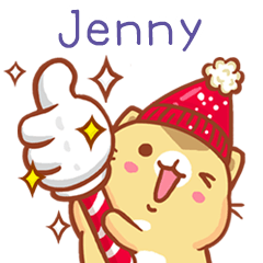 ”Jenny 冬季限定”扭扭貓姓名貼Q