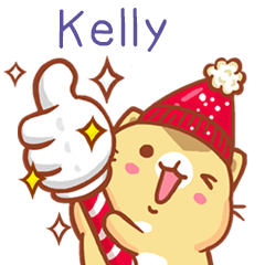 ”Kelly 冬季限定”扭扭貓姓名貼Q