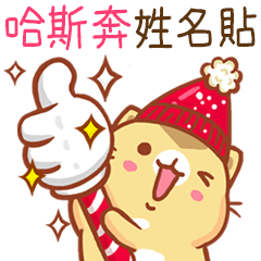 ”哈斯奔 冬季限定”扭扭貓姓名貼Q