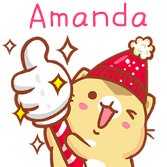 ”Amanda 冬季限定”扭扭貓姓名貼Q