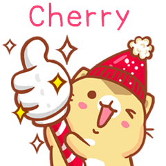 ”Cherry 冬季限定”扭扭貓姓名貼Q