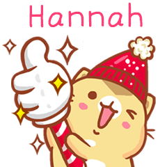 ”Hannah 冬季限定”扭扭貓姓名貼Q